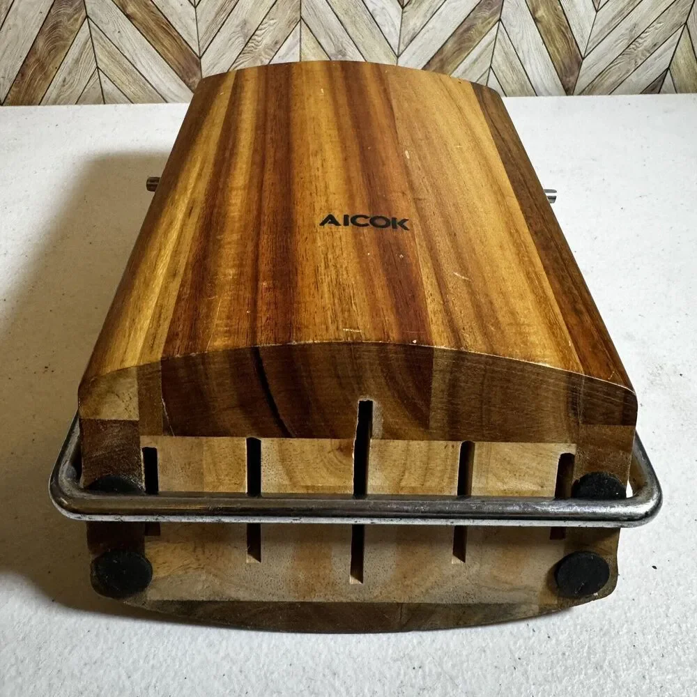 AICOCK Wooden Knife Block with metal kick stand [Item 0018]